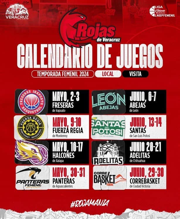 Anuncian calendario de Rojas de Veracruz
