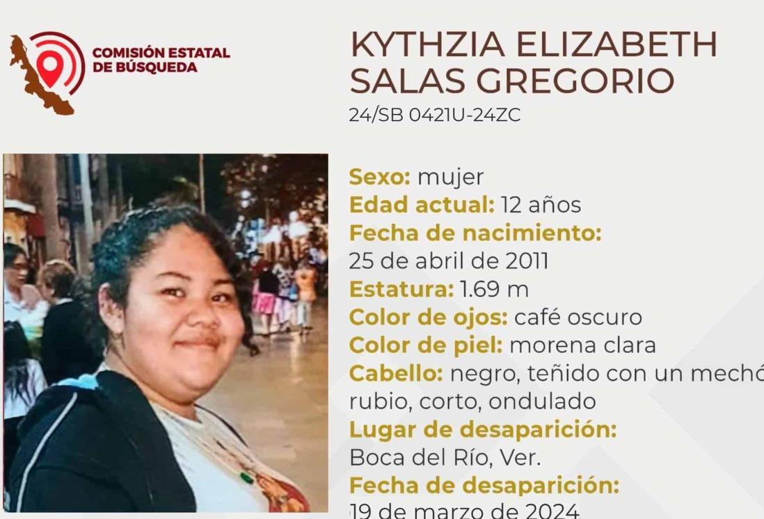 Desaparece Kythzia Elizabeth Salas, niña de 12 años en Boca del Río