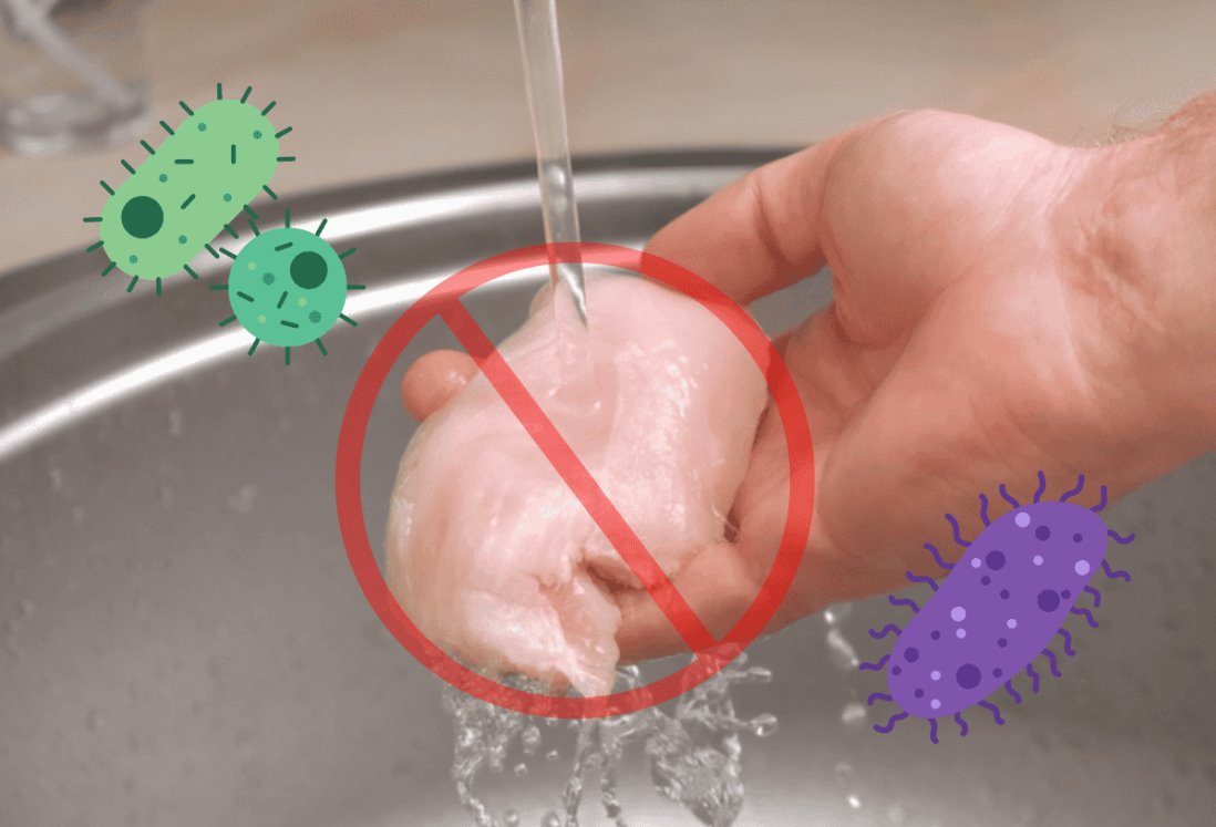 ¿Por qué no se debe lavar el pollo crudo?; cómo se debe desinfectar