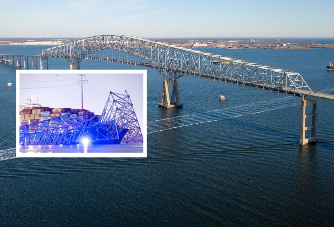 Así cayó un puente en Baltimore tras choque de buque carguero | VIDEO