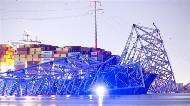 Así cayó un puente en Baltimore tras choque de buque carguero | VIDEO