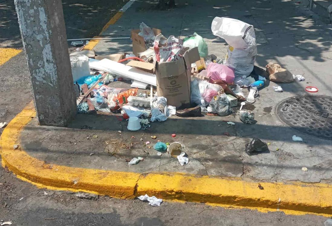 Reportan varias calles con basura en Centro Histórico de Veracruz