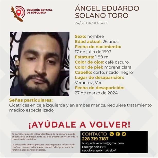 Desaparece el joven Ángel Solano Toro en el puerto de Veracruz