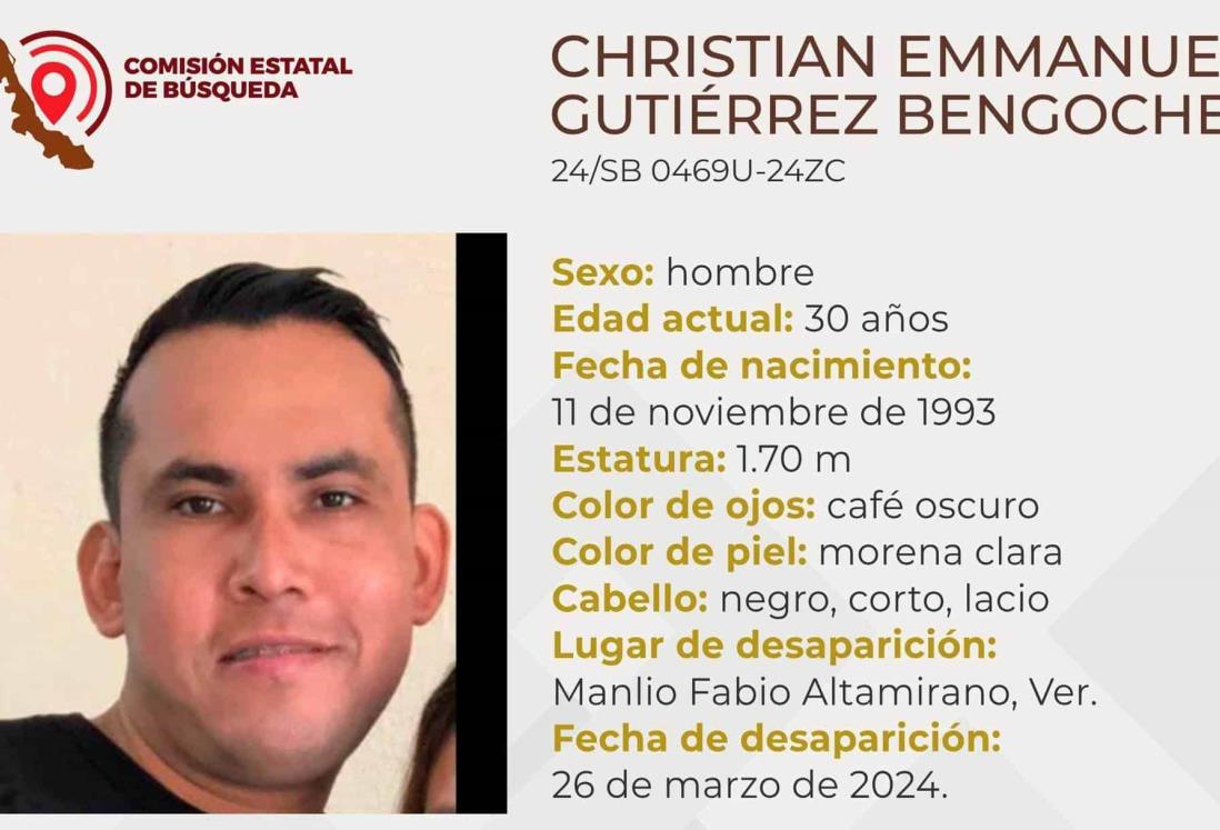 Va para una semana la desaparición de Christian Gutiérrez en Manlio Fabio Altamirano, Veracruz