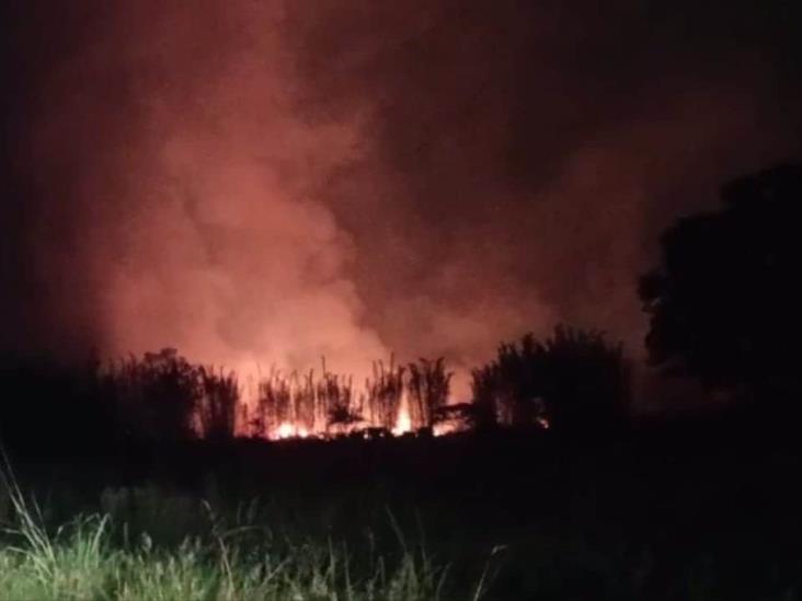 En Ixtaczoquitlán, incendio arrasa con hectáreas de caña