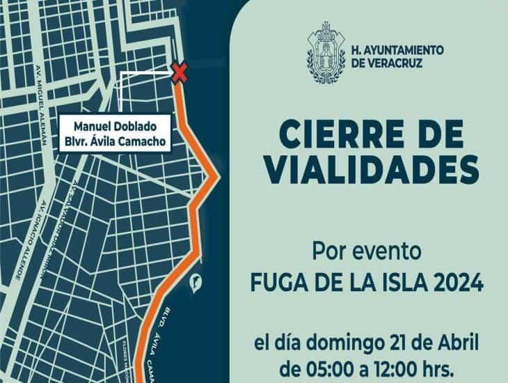 Estas calles de Veracruz y Boca del Río estarán cerradas este domingo