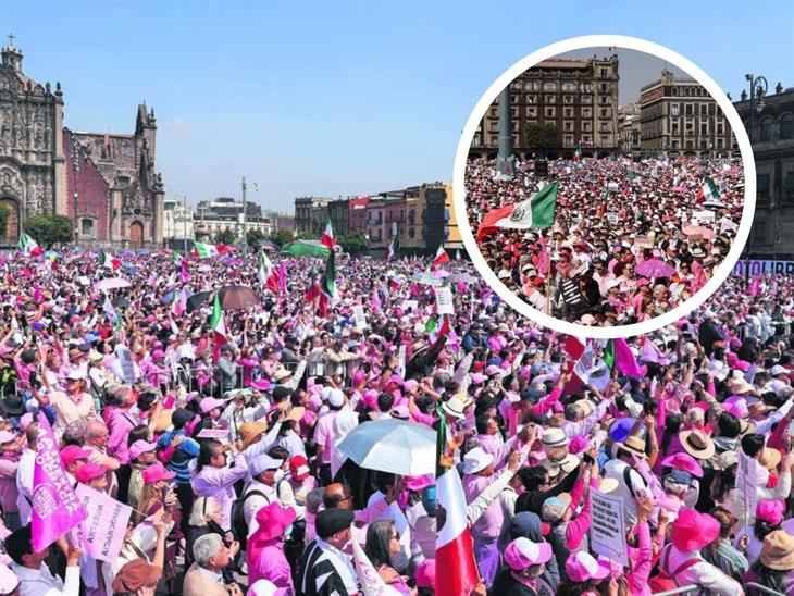 Realizan marcha Marea Rosa 2024 en el Zócalo de la CDMX; previo al tercer debate presidencial