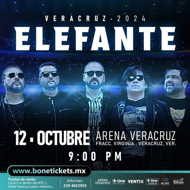 Concierto de Elefante en Veracruz: precios de los boletos