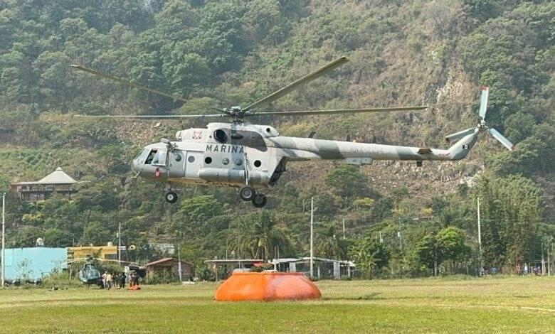 Activan el Plan Marina para combatir incendio forestal en Tlilapan, Veracruz