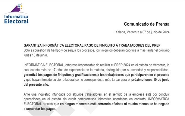 En esta fecha se pagará a capturistas del PREP en Veracruz