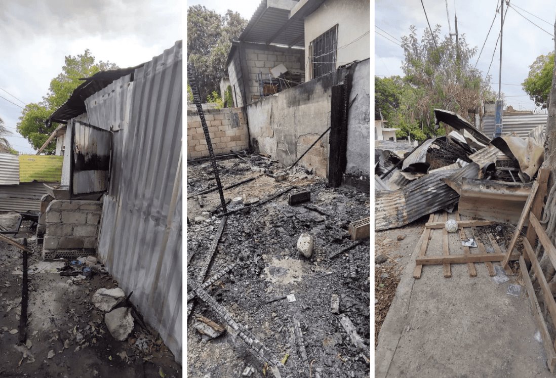 Voraz incendio consume humilde casa en el Predio La Loma, en Veracruz