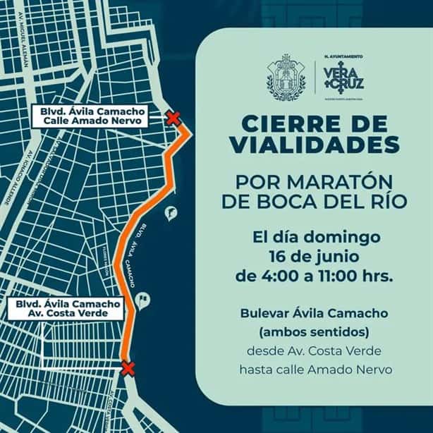 Habrá cierres viales en Veracruz y Boca del Río por maratón este 16 de junio