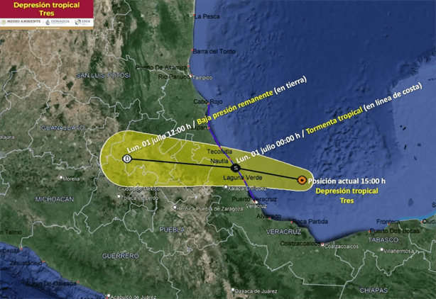 Se forma depresión tropical 3 en las costas de Veracruz: podría convertirse en Tormenta Chris