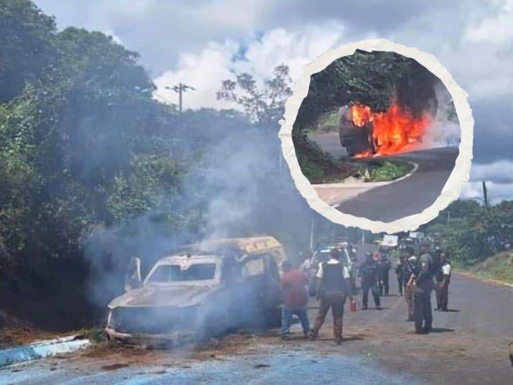 Se incendia camioneta de valores en la carretera Huatusco-Xalapa (+Video)