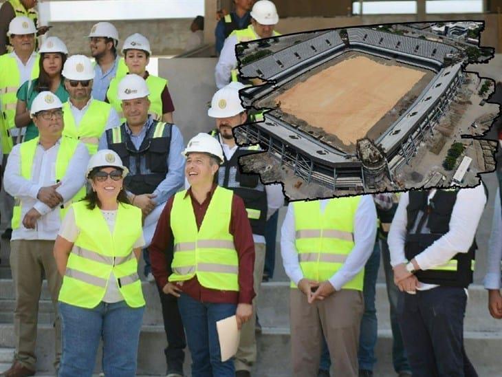 Rocío Nahle y Cuitláhuac García supervisan obras en Estadio Pirata Fuente e Instituto Ilustre