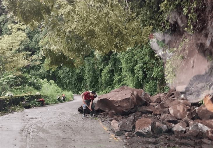 Deslave obstruye vialidad en la carretera Misantla-Xalapa