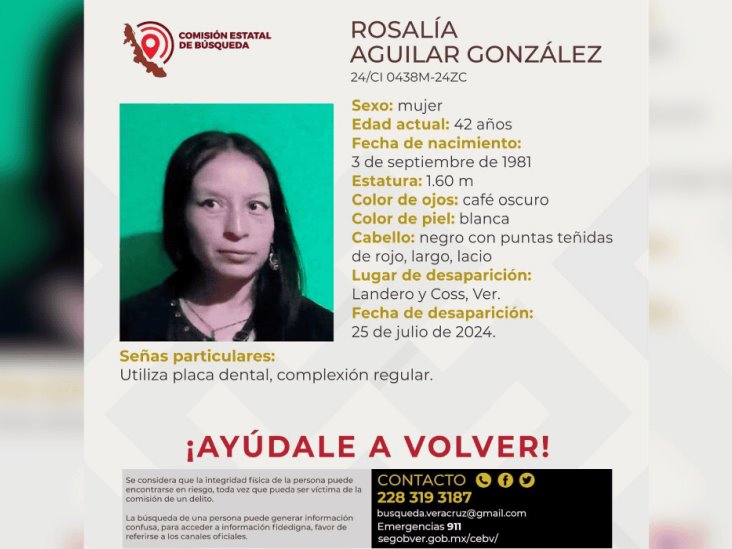 Se busca: Solicitan la colaboración para localizar a Rosalía Aguilar González