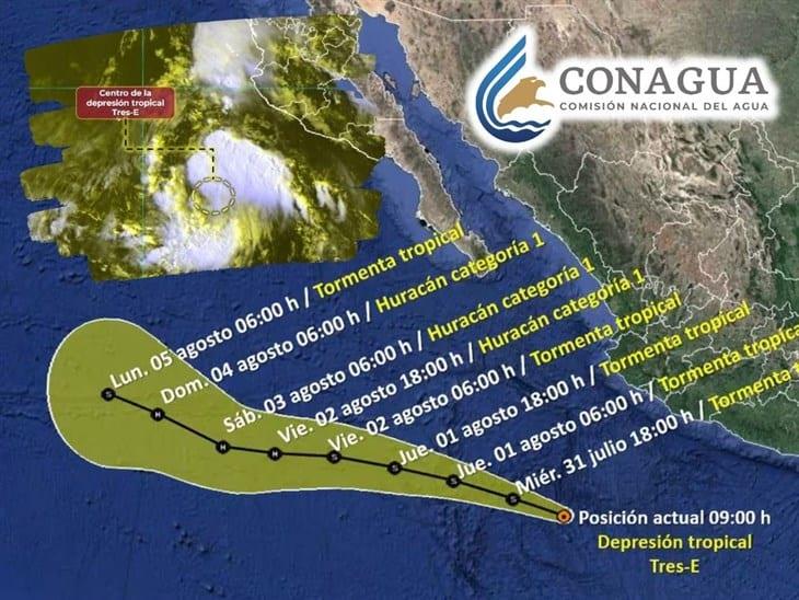 Depresión Tropical Tres-E podría convertirse en huracán, esta sería su trayectoria