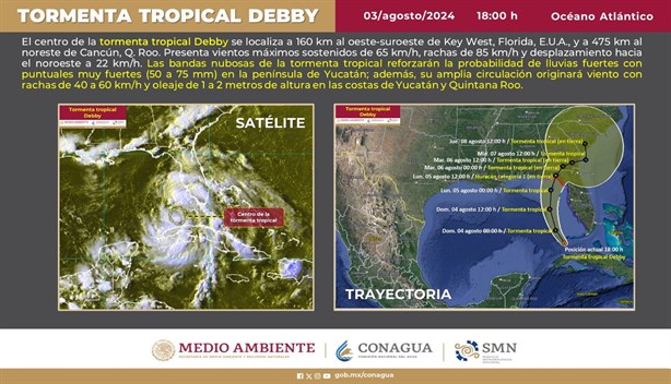 Tormenta tropical Debby se forma en el Atlántico; ¿afectará a México?