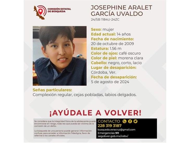 Josephine Aralet, de tan sólo 14 años, reportada como desaparecida en Córdoba