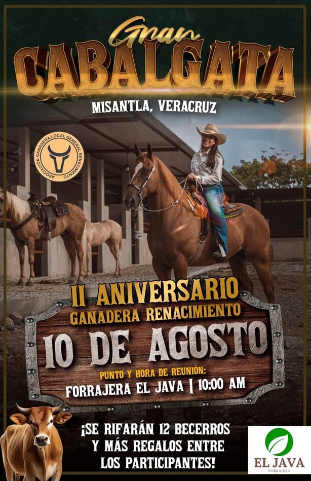 Cabalgata del segundo aniversario de ganadera en Misantla viene en grande