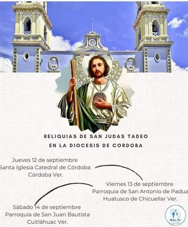 San Judas Tadeo y su reliquia llegan a Orizaba y Córdoba, confirma Iglesia