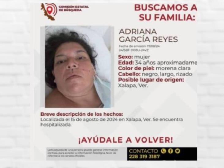 Buscan a familia de Adriana García Reyes, internada en hospital de Xalapa