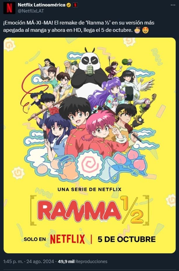 ¡Vuelve Ranma! Así luce el remake del anime que marcó nuestra adolescencia (+Video)