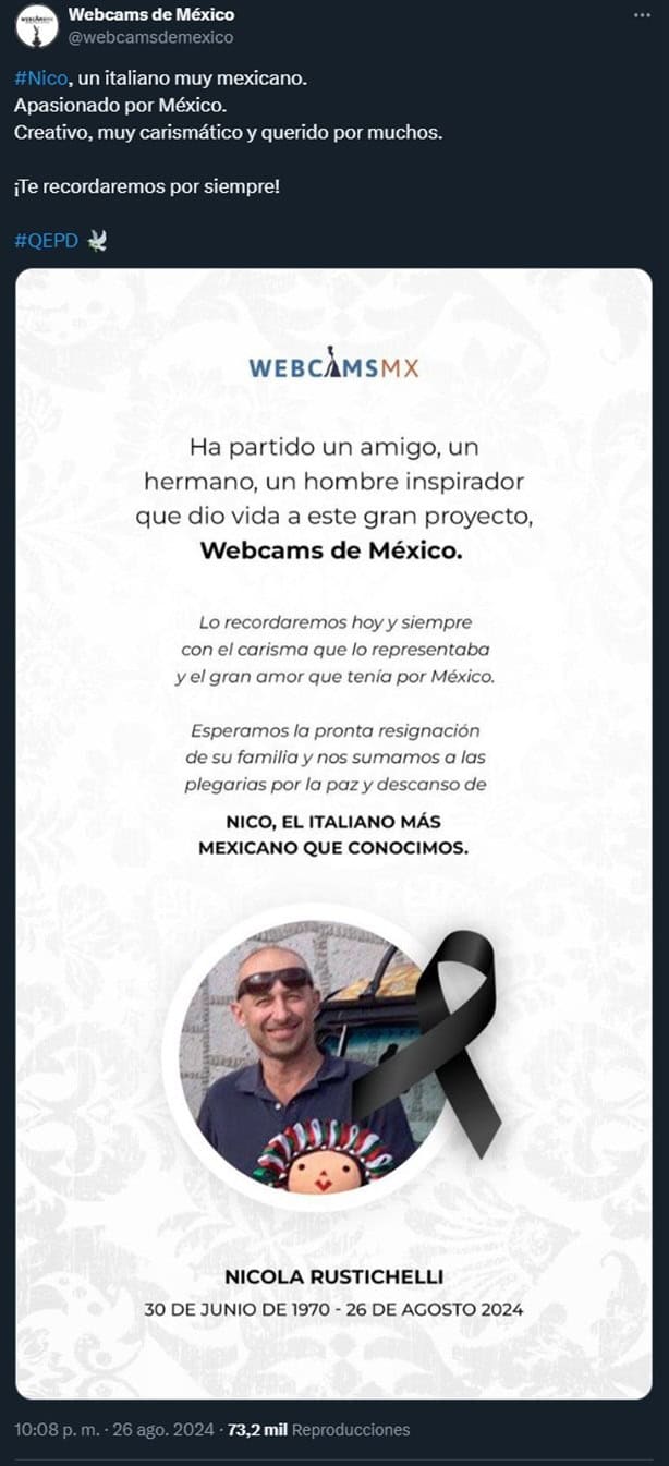 ¿De qué murió Nicola Rustichelli? Fundador de Webcams de México