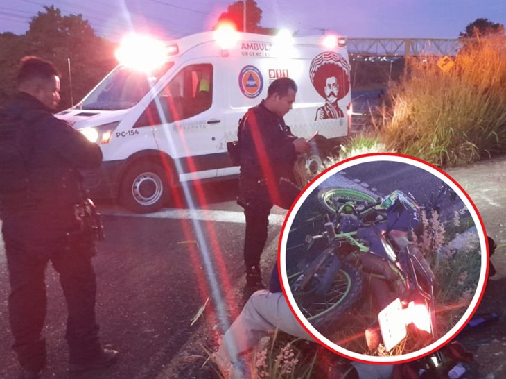 ¡Por borracho! motociclista se accidenta en la carretera federal Xalapa-Veracruz 