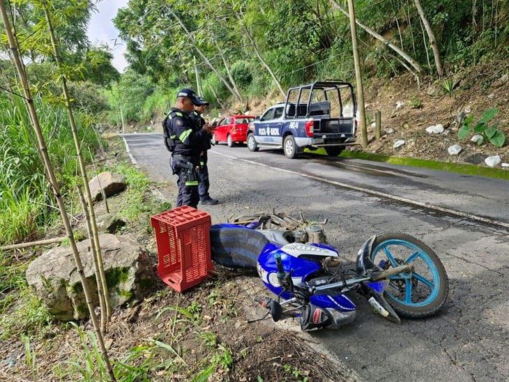 Motociclista se accidenta en la carretera La Luz Palotal-San Rafael Calería y acaba en el hospital