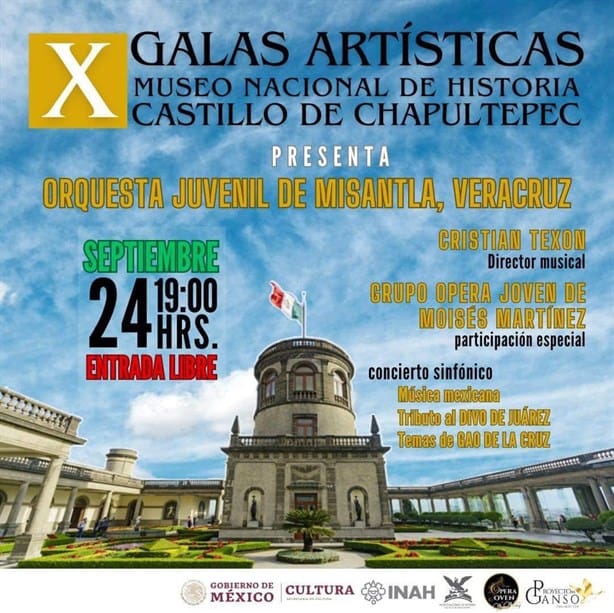 Orquesta Juvenil de Misantla ofrecerá concierto en el Castillo de Chapultepec