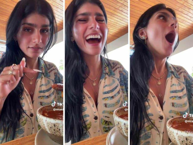 El VIDEO viral de Mia Khalifa al comer menudo en México