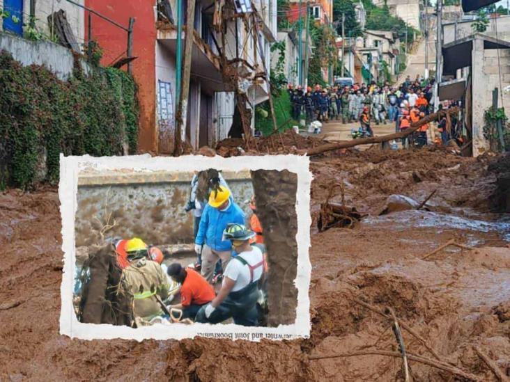 Tres personas muertas, saldo del derrumbe que sepultó una vivienda en Xalapa