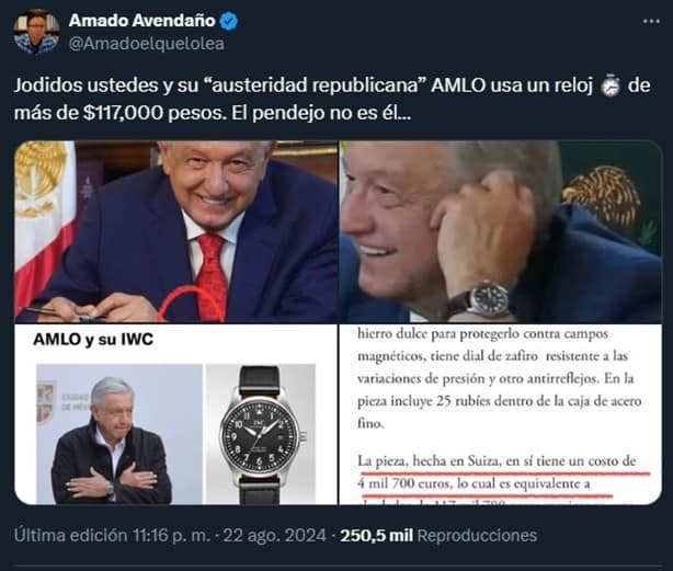 ¿Es de lujo? Te decimos cuánto cuesta el reloj que usó AMLO durante su sexenio