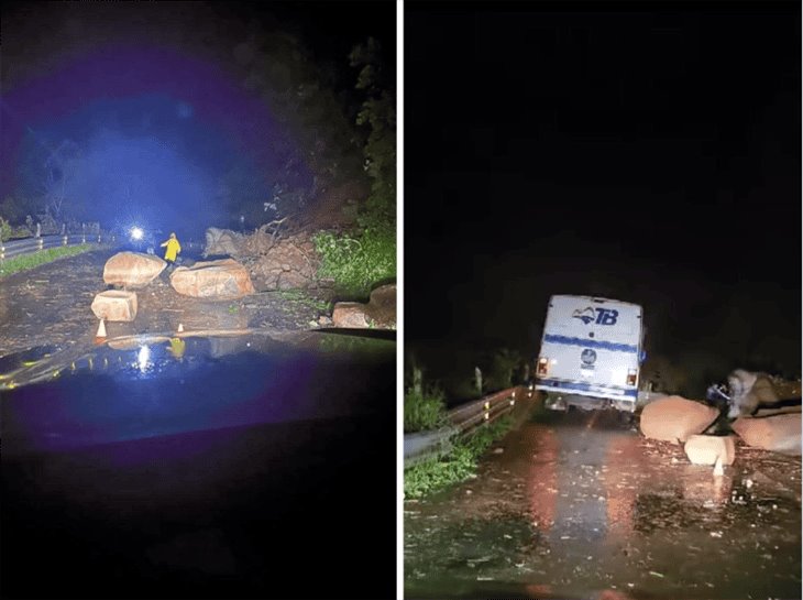 Tras fuertes lluvias, deslaves complican tránsito en la carretera Misantla-Xalapa 