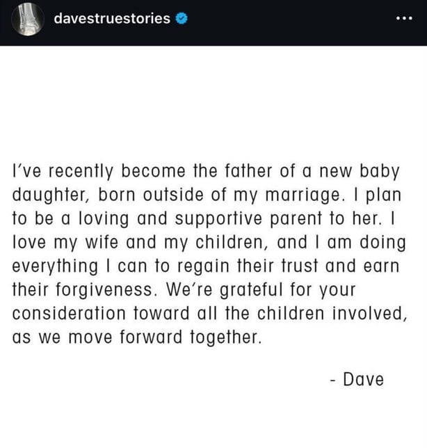 Hizo una confesión; Dave Grohl volvió a ser padre, pero fuera del matrimonio