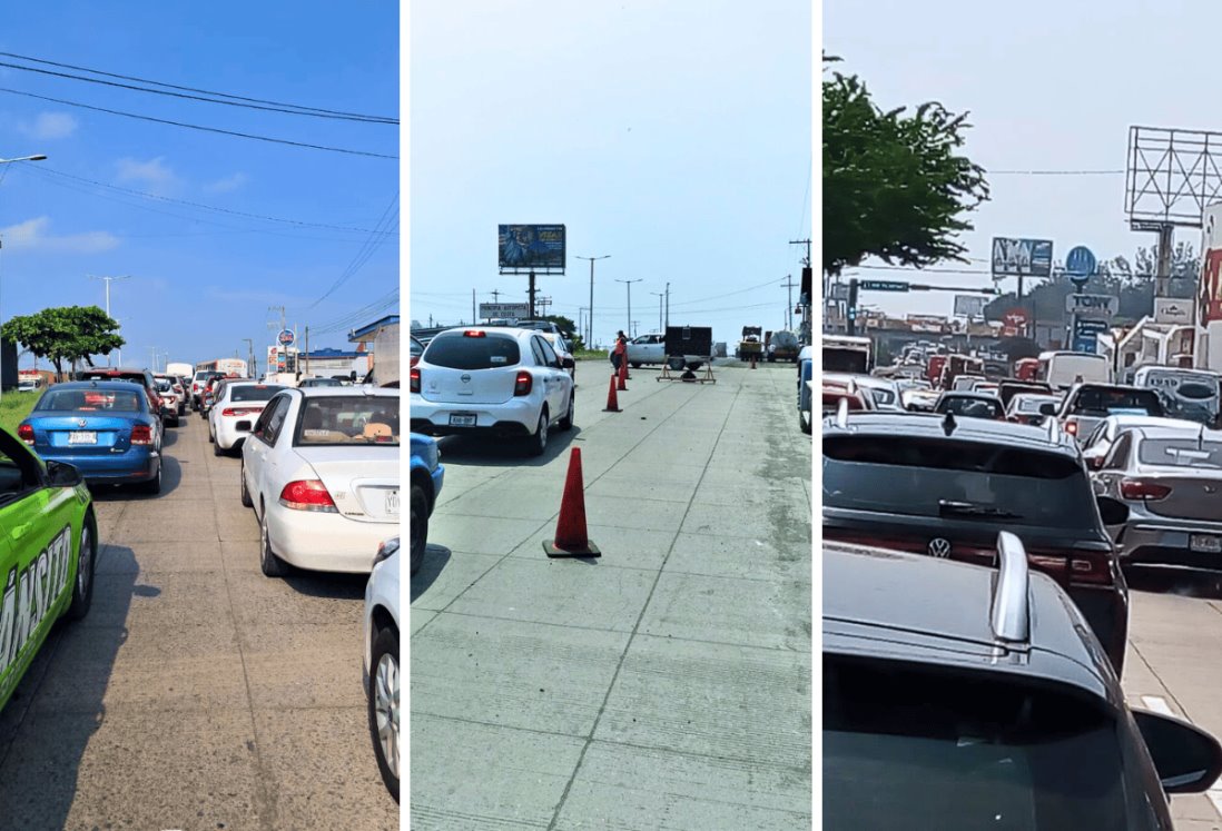 Caos vial en autopista Veracruz – Cardel; conductores esperan hasta una hora para avanzar