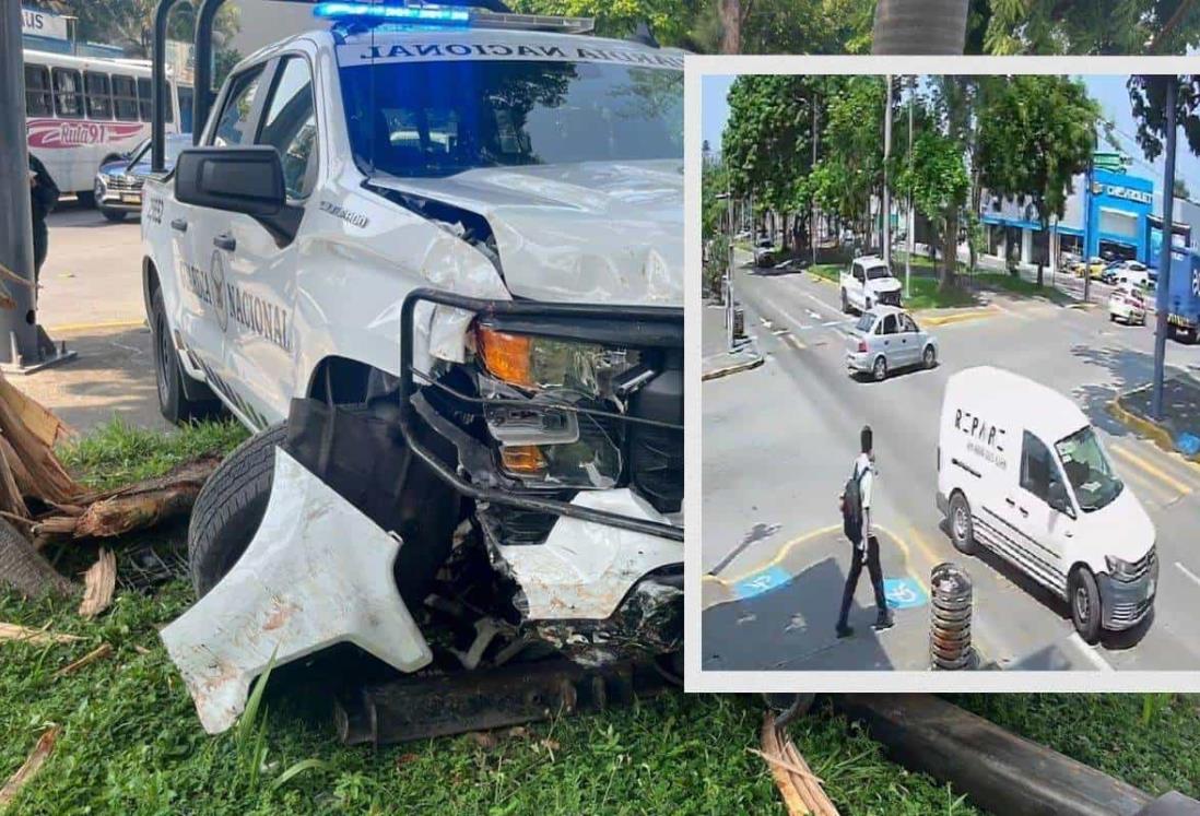 Captan en VIDEO choque de patrulla de la Guardia Nacional en Veracruz