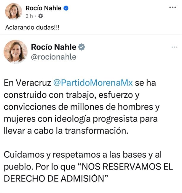 Rocío Nahle reitera que los Yunes no tienen oportunidad en Morena