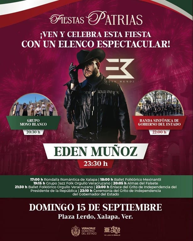 Edén Muñoz en Xalapa: ¿Qué canciones cantará en su presentación en la Plaza Lerdo?