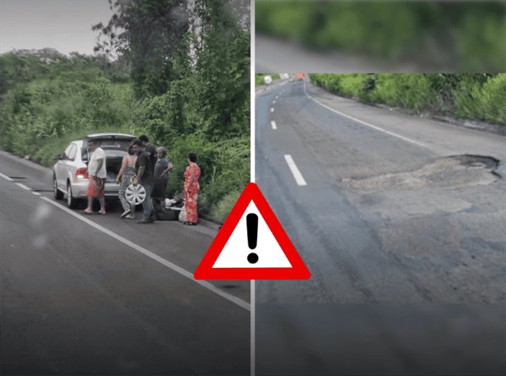 Denuncian pésimas condiciones de la carretera Xalapa-Veracruz; familias se quedaron varadas a medio camino