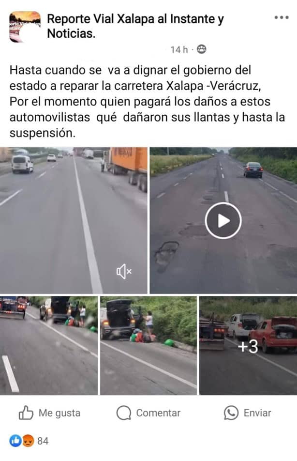 Denuncian pésimas condiciones de la carretera Xalapa-Veracruz; familias se quedaron varadas a medio camino