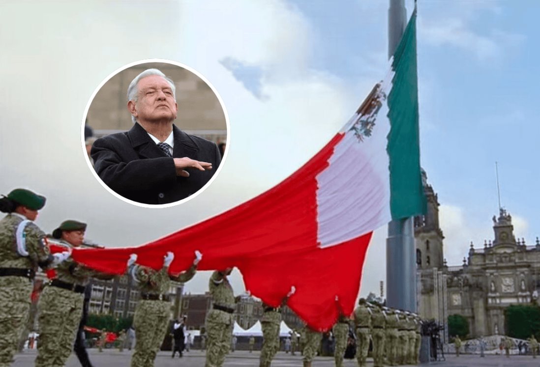 AMLO acude a izado de bandera de México en honor a víctimas de sismos de 1985 y 2017